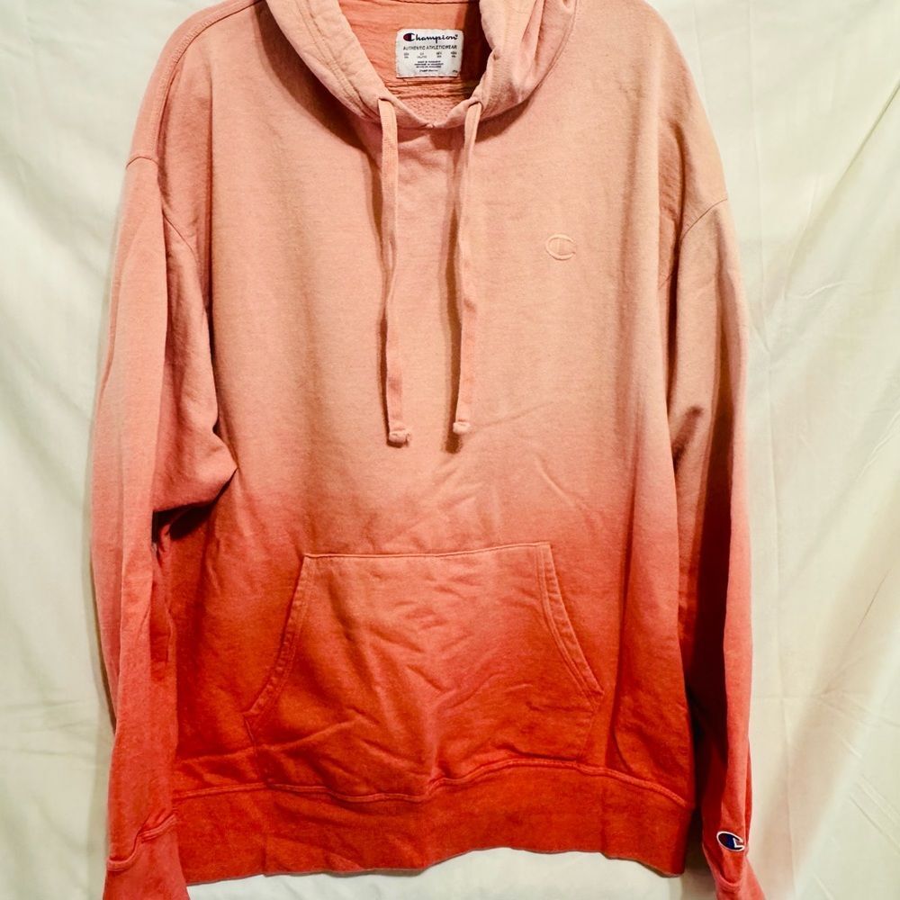 Women’s Champion Peachy Pink Hombre Hoodie, size 2XL